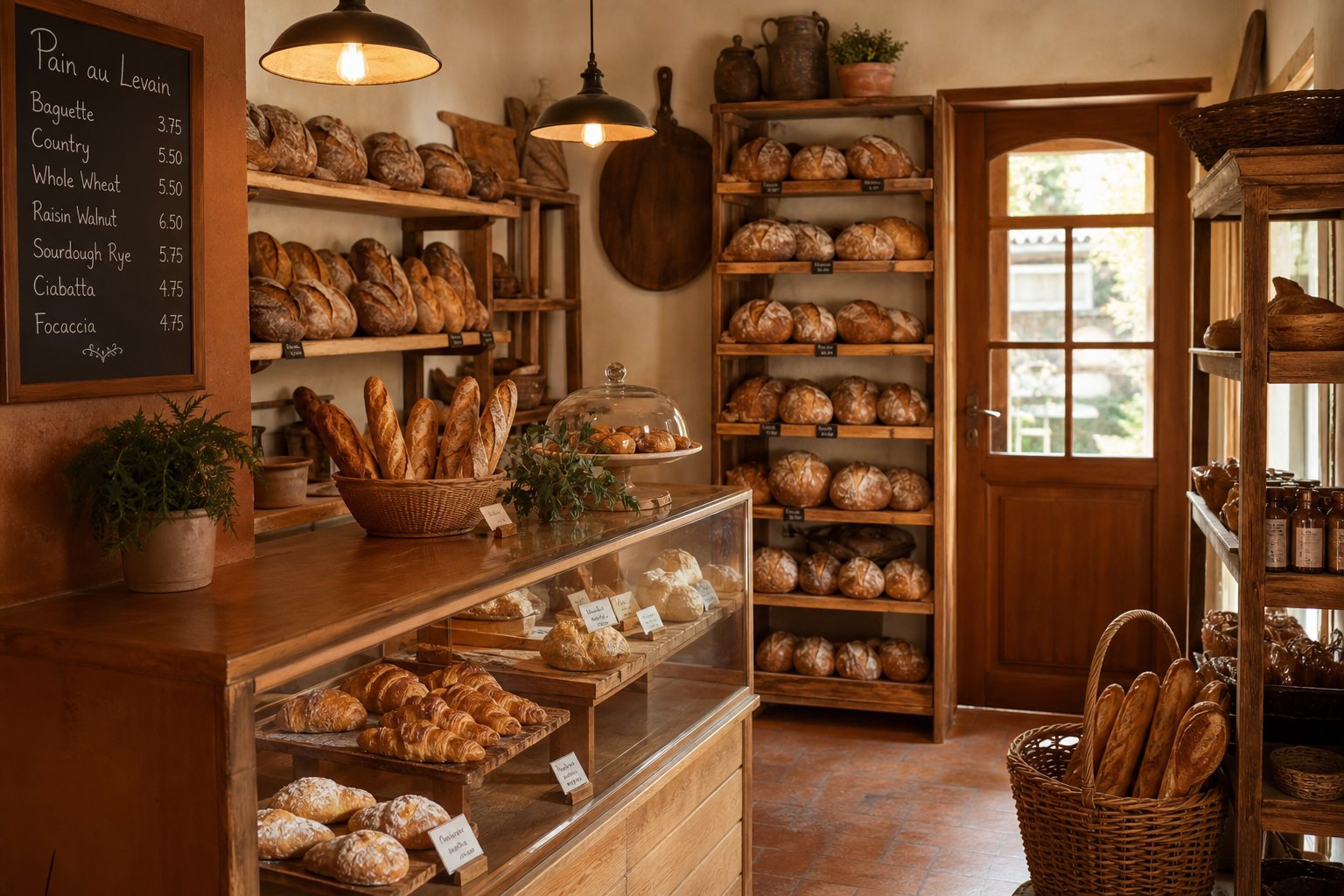 Warm bakery interior